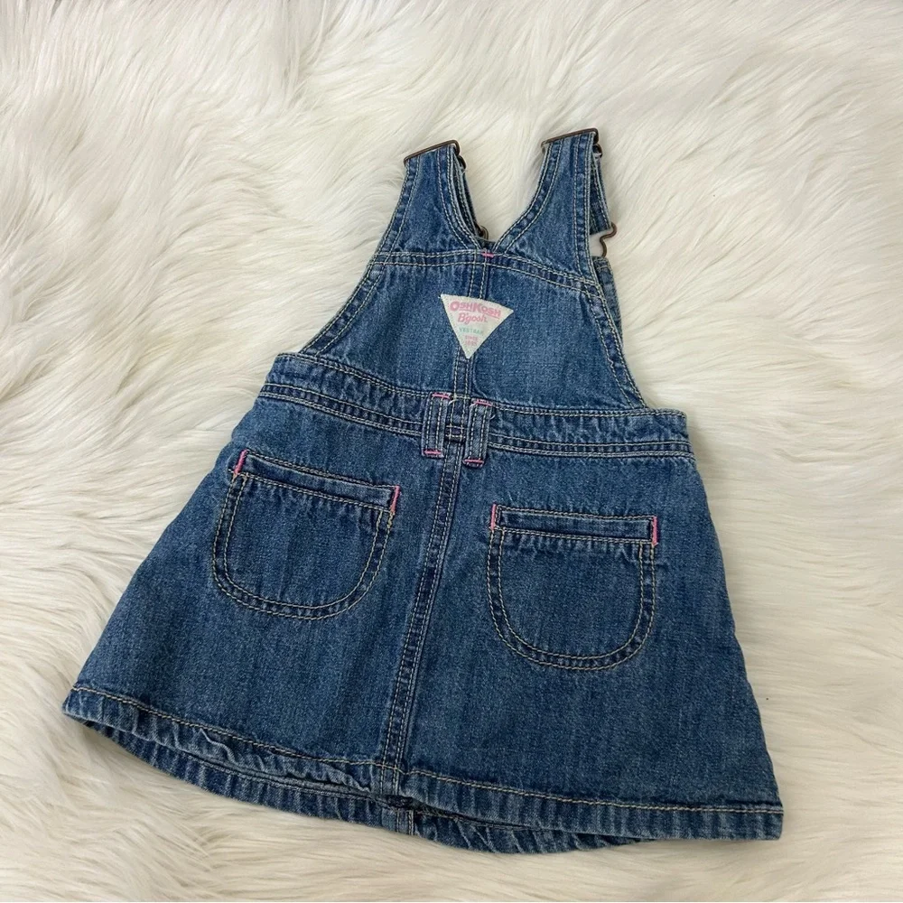 Vintage Baby Girl OshKosh B’Gosh Denim Overall Dress Size 18M